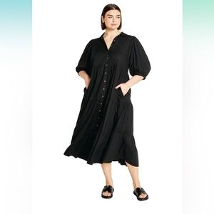 City Chic NWT 16  / S Charlotte Tiered Dress - black